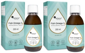 Aliness Fish Omega 3 Trójglicerydy 18/12 200 ml Płynne Omega-3 Klasy Premium - 2 sztuki - łącznie 400 ml