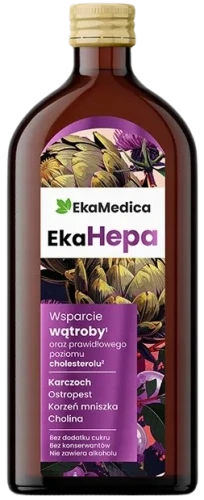 EkaMedica EkaHepa Na wsparcie wątroby - Karczoch Ostropest Mniszek Cholina 500 ml (id: 9189)