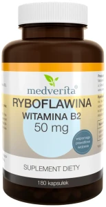 Medverita Ryboflawina Witamina B2 50mg 180 kapsułek - Wzrok Skóra Układ Nerwowy Antyoksydant