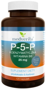 Medverita P-5-P 25 mg Koenzymatyczna Witamina B6 120 kapsułek - Układ Nerwowy Odporność Zmęczenie