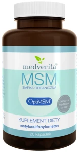 Medverita MSM Siarka Organiczna OptiMSM 500mg 120 kapsułek - Przeciwzapalne Mięśnie Ścięgna Uroda