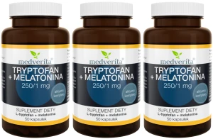 Zestaw 3x Medverita Tryptofan + Melatonina 250/1mg 50 kapsułek - Sen Regeneracja Układ Nerwowy