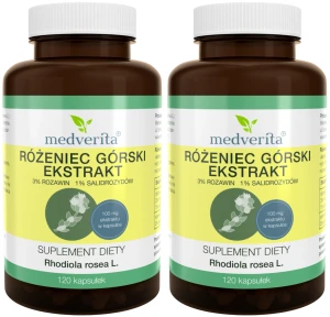 Zestaw 2x Medverita Różeniec Górski Ekstrakt 3% Rozawin 1% Salidrozydów 120 kapsułek - Stres Pamięć Koncentracja Nastrój