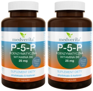 2 x Medverita P-5-P 25 mg Koenzymatyczna Witamina B6 120 kapsułek - Układ Nerwowy Odporność Zmęczenie