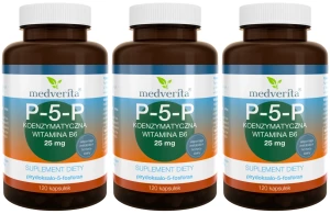 3 x Medverita P-5-P 25 mg Koenzymatyczna Witamina B6 120 kapsułek - Układ Nerwowy Odporność Zmęczenie