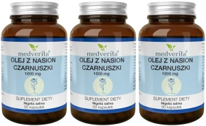 3 x Medverita Olej z Nasion Czarnuszki 1000mg 50 kapsułek - Odporność Alergia Skóra Włosy