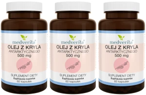 3 x Medverita Olej z Kryla Antarktycznego 500mg 60 kapsułek - Wzrok Mózg Układ Krążenia