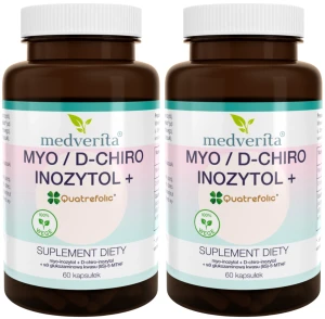 2 x Medverita Myo Inozytol i D Chiro Inozytol z Folianem Quatrefolic 60 kapsułek - Odporność Ciąża Płodność PCOS