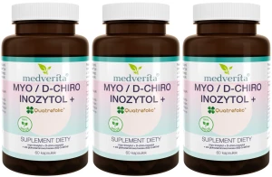 3 x Medverita Myo Inozytol i D Chiro Inozytol z Folianem Quatrefolic 60 kapsułek - Odporność Ciąża Płodność PCOS