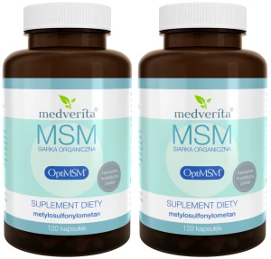Zestaw 2x Medverita MSM Siarka Organiczna OptiMSM 500mg 120 kapsułek - Przeciwzapalne Mięśnie Ścięgna Uroda