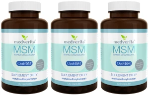 Zestaw 3x Medverita MSM Siarka Organiczna OptiMSM 500mg 120 kapsułek - Przeciwzapalne Mięśnie Ścięgna Uroda