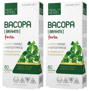Zestaw 2x Medica Herbs Bacopa (Brahmi) Forte 60 kapsułek - Pamięć Koncentracja Umysł Stres