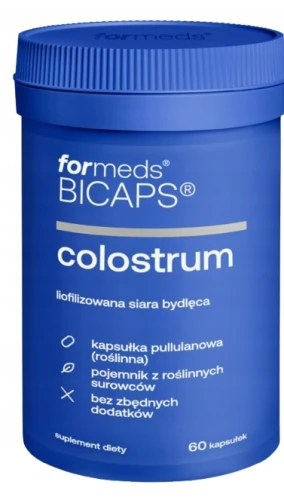 Formeds BICAPS Colostrum Liofilizowane kolostrum wołowe 30% immunoglobulin 60 kapsułek Odporność Regeneracja Wsparcie organizmu  (id: 9247)