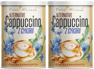Zestaw 2x Polski Mniszek Cappuccino z Cykorii o smaku karmelowym 150 g - Bezkofeinowe Pyszny Delikatny Smak
