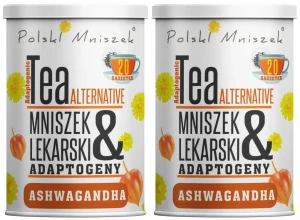 Zestaw 2x Polski Mniszek Herbata z Mniszka lekarskiego z adaptogenami -  Ashwaganda 20 saszetek - Trawienie Układ Pokarmowy