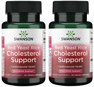 2x Swanson Red Yeast Rice Cholesterol Support - Mieszanka Standaryzowanych Ekstraktów + Sfermentowany Czerwony Ryż 60 kapsułek wegańskich