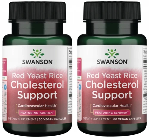 2x Swanson Red Yeast Rice Cholesterol Support - Mieszanka Standaryzowanych Ekstraktów + Sfermentowany Czerwony Ryż 60 kapsułek wegańskich (id: 9313)