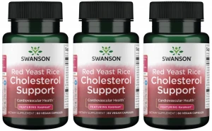 3 x Swanson Red Yeast Rice Cholesterol Support - Mieszanka Standaryzowanych Ekstraktów + Sfermentowany Czerwony Ryż 60 kapsułek wegańskich
