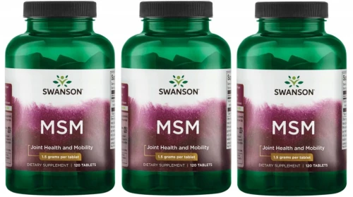 3x Swanson MSM TruFlex 1500mg 120 tabletek Methyl - Sulfonyl - Methane na Stawy Stany zapalne (id: 9316)