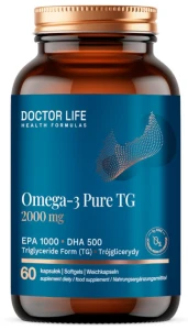Doctor Life Omega-3 Pure TG 2000 mg 60 kapsułek Omega 3 omega-3 TG EPA DHA Triglyceride form Wysokie EPA Fish oil