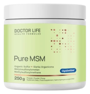 Doctor Life Pure MSM OptiMSM 250 g Metylosulfonylometan Pure MSM OptiMSM MSM proszek Siarka organiczna Proszek