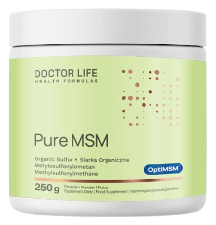 Doctor Life Pure MSM OptiMSM 250 g Metylosulfonylometan Pure MSM OptiMSM MSM proszek Siarka organiczna Proszek (id: 9325)