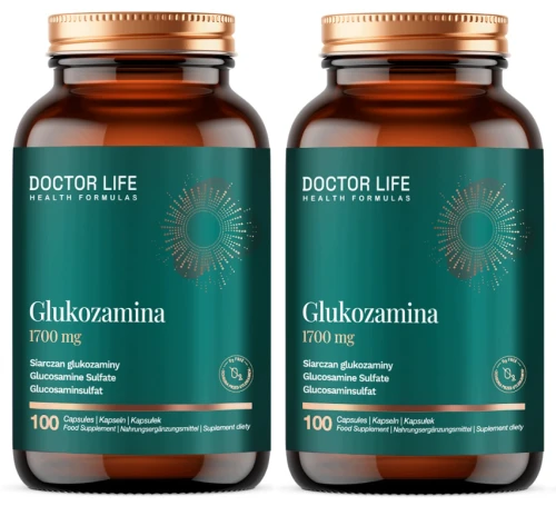 2 x Doctor Life Glukozamina 1700 mg 100 kapsułek Glukozamina Siarczan glukozaminy Wsparcie stawów Układ ruchu  (1) (id: 9332)