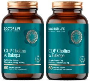 2 x Doctor Life CDP Cholina & Bakopa 60 kapsułek CDP Choline Bakopa Cytokolina Suplement na Koncentrację Wsparcie pamięci Brain support