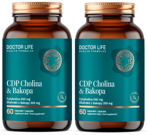 2 xDoctor Life CDP Cholina &amp; Bakopa 60 kapsułek CDP Choline Bakopa Cytokolina Suplement na Koncentrację Wsparcie pamięci Brain support (id: 9338)