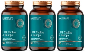 3 x Doctor Life CDP Cholina & Bakopa 60 kapsułek CDP Choline Bakopa Cytokolina Suplement na Koncentrację Wsparcie pamięci Brain support