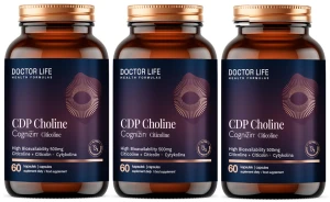 3 x Doctor Life CDP Choline Cognizin Citicoline 500 mg 60 Nootropics Wsparcie koncentracji