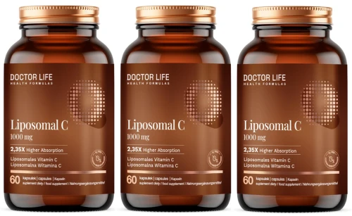 3 x Doctor Life Liposomal C 1000 mg 60 kapsułek Liposomalna Witamina C Lecytyna słonecznikowa (id: 9343)