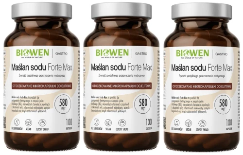 Zestaw 3x Biowen Maślan Sodu 580mg 100 kapsułek dojelitowych - Układ Pokarmowy Trawienie Jelita (id: 8016)