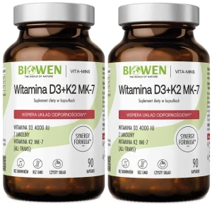 2 x Biowen Witaminy D3+K2MK7 90 kapsułek - Odporność Kości Wchłanianie Wapnia