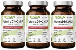 3 x Biowen Witaminy D3+K2MK7 90 kapsułek - Odporność Kości Wchłanianie Wapnia
