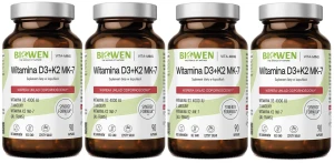 4 x Biowen Witaminy D3+K2MK7 90 kapsułek - Odporność Kości Wchłanianie Wapnia