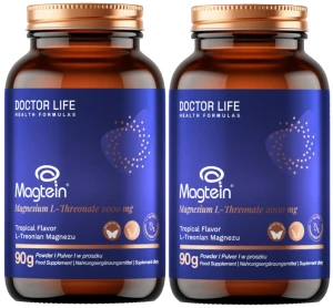 2 x Doctor Life Magtein - L-treonian magnezu w proszku 90 g Mózg Sen Zdolności poznawcze