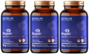 3 x Doctor Life Magtein - L-treonian magnezu w proszku 90 g Mózg Sen Zdolności poznawcze