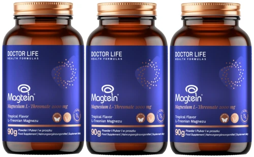 3 x Doctor Life Magtein - L-treonian magnezu w proszku 90 g Mózg Sen Zdolności poznawcze (id: 9393)