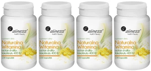 4 x Aliness Naturalna witamina E 400IU 100 kapsułek - Antyoksydant Skóra Włosy