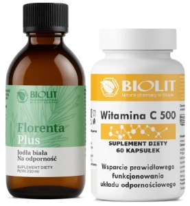 Zestaw - Biolit Florenta Plus + Witamina C 500 - Układ Oddechowy Odporność