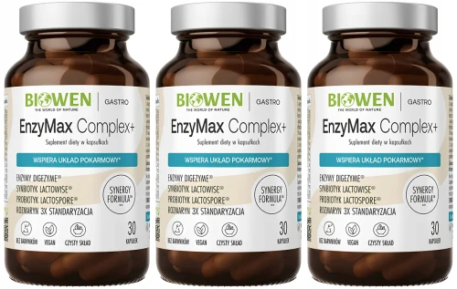 3 x Biowen EnzyMax Complex+ 30 kapsułek Trawienie Żołądek Jelita Wątroba Mikrobiota Antyoksydant (id: 9404)
