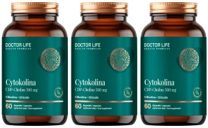 3 x Doctor Life Cytykolina CDP-Choline 500mg 60 kapsułek - Pamięć Koncentracja Skupienie
