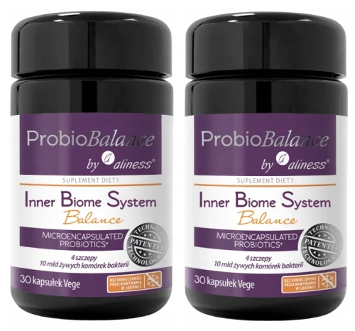 2 x Aliness ProbioBALANCE Inner Biome System Balance 10mld 30 kapsułek VEGE - Układ Pokarmowy Odporność Probiotyk  (id: 9415)