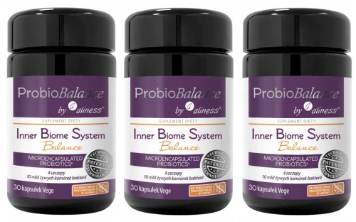 3 x Aliness ProbioBALANCE Inner Biome System Balance 10mld 30 kapsułek VEGE - Układ Pokarmowy Odporność Probiotyk (id: 9416)