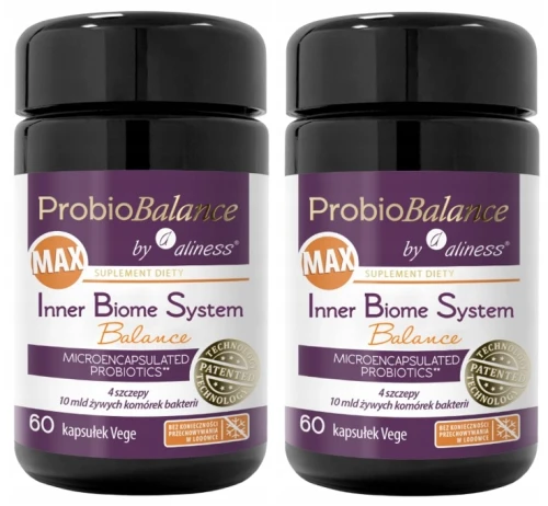 2 x Aliness ProbioBALANCE Inner Biome System Balance MAX 10mld 60 kapsułek VEGE - Układ Pokarmowy Odporność Probiotyk (id: 9417)
