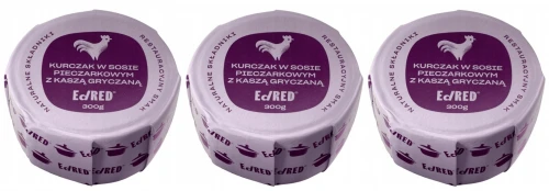 3 x EdRed Kurczak w Sosie Pieczarkowym z Kaszą Gryczaną 300g - Szybka Potrawa Mięsna (id: 9420)