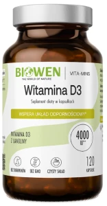 Biowen Witamina D3 120 kapsułek - Odporność Kości Wchłanianie Wapnia