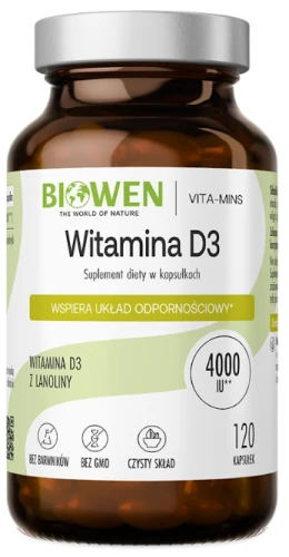 Biowen Witamina D3 120 kapsułek - Odporność Kości Wchłanianie Wapnia (id: 7146)