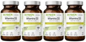 4 x Biowen Witamina D3 120 kapsułek - Odporność Kości Wchłanianie Wapnia